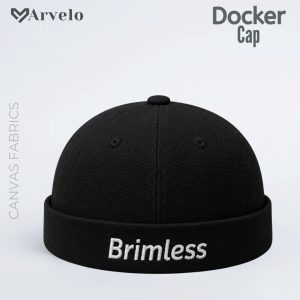 Brimless Cap (Black Color) – “Brimless” Embroidered Canvas Fabrics