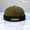 Brimless Cap (Olive color) with Black cuff –“SUMMER” Embroidered Twill Fabrics