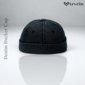 Denim Docker Cap – (Ash Color) | Premium Denim Fabric | Adjustable Fit