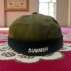 Brimless Cap (Olive color) with Black cuff –“SUMMER” Embroidered Twill Fabrics - Image 4