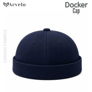 Navy Blue Solid Docker cap – (Premium Canvas Fabric Adjustable Fit)