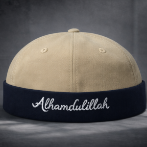 Alhamdulillah Docker Cap (Khaki+ Black Cuff Contrast-) – Twill Fabrics
