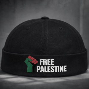 Palestine Docker Cap (Black Color-Rubber Patch) – Canvas Fabrics