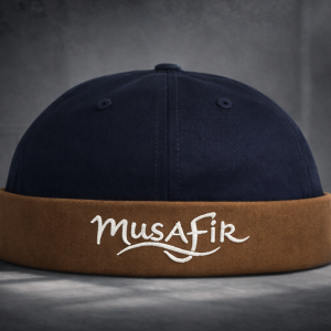 Musafir Docker Cap (Navy blue+Brown Cuff Contrast)–Twill Fabrics