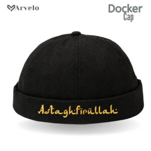 Astaghfirullah Brimless Docker Cap (Black Color) – Canvas Fabrics